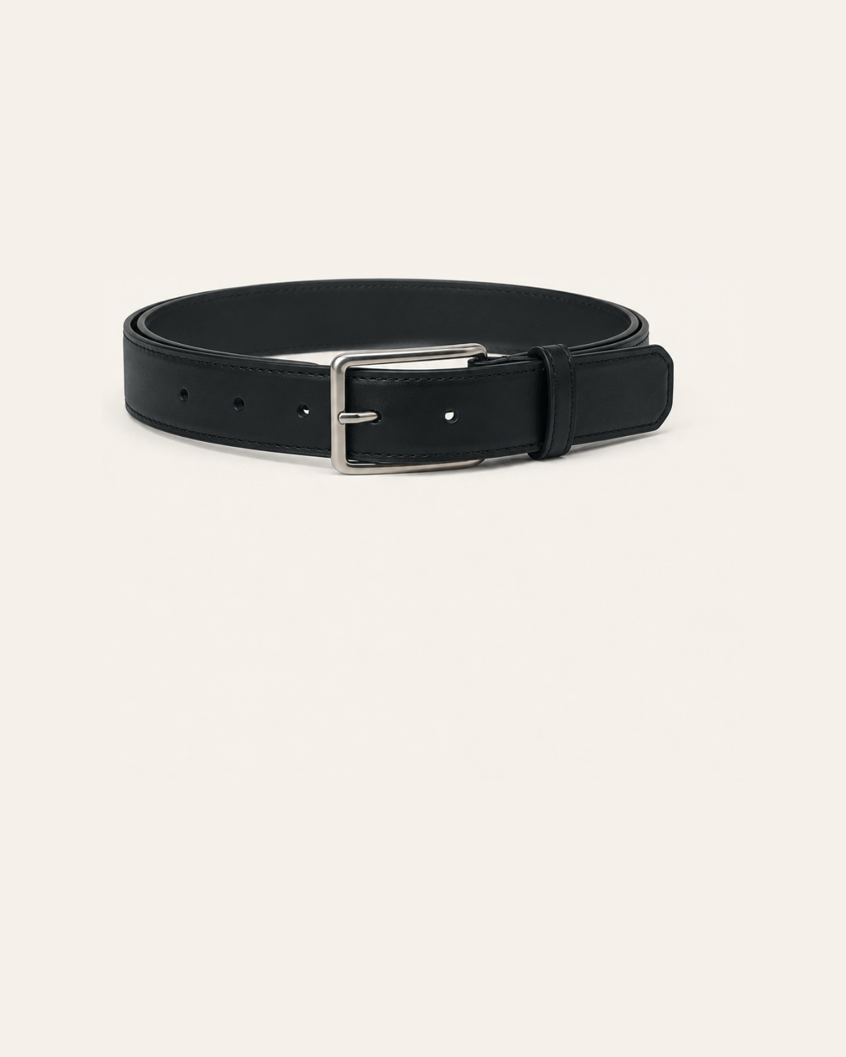 Black leather belt on a Cream sweep